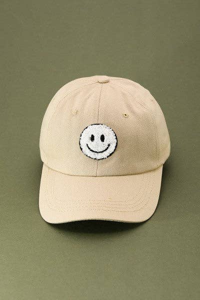 WASHED SHERPA HAPPY FACE BASEBALL CAP 40HW703: WASHED FUCHSIA