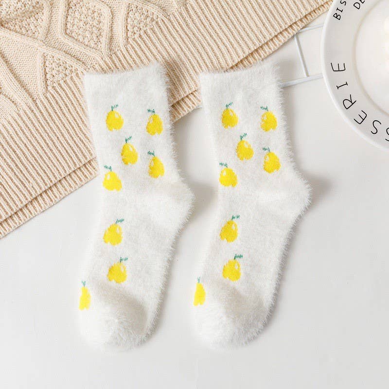 WARM CHINLON SOFT FLEECE FUZZY SOCKS | 40S02053: Orange